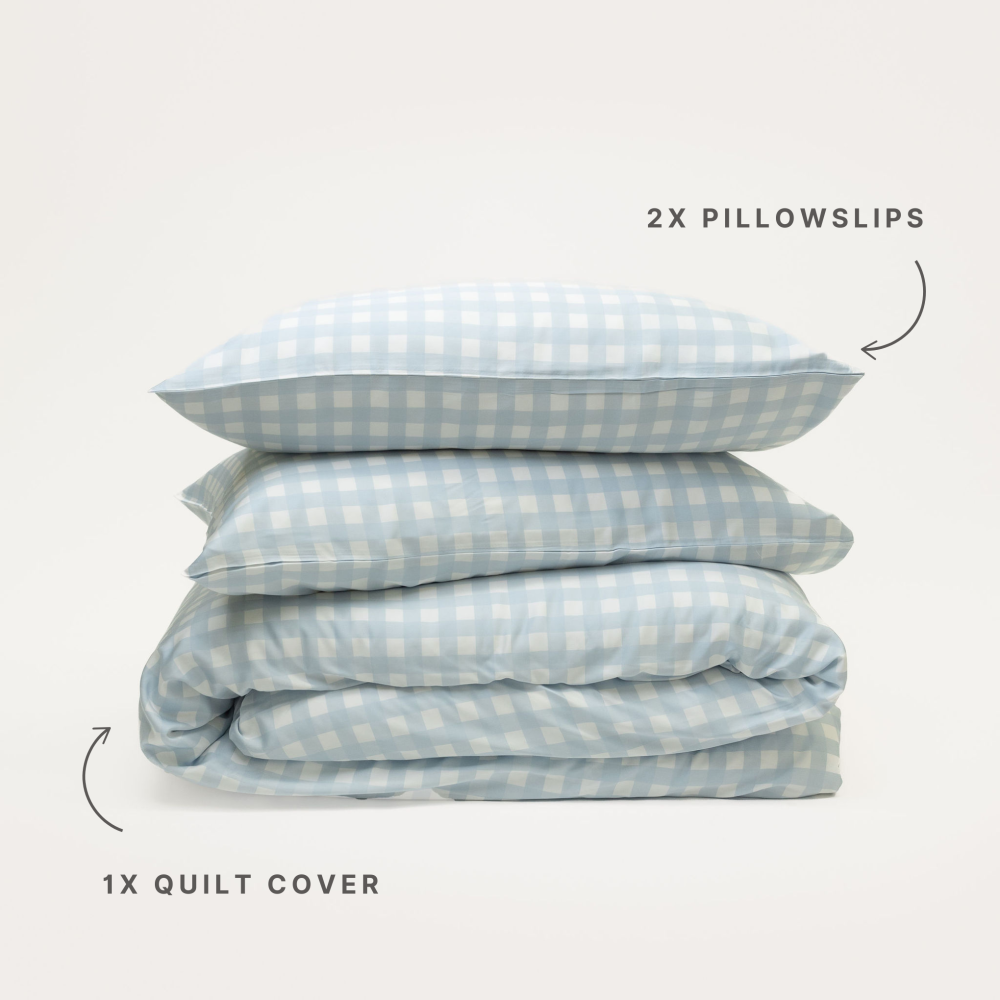 Bamboo Quilt Cover - Sky Gingham