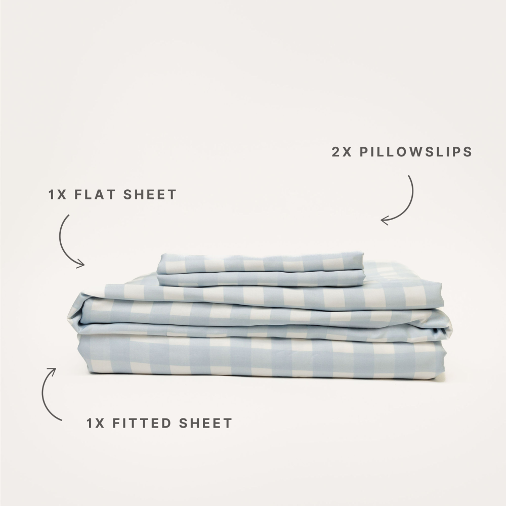 Bamboo Sheet Set - Sky Gingham