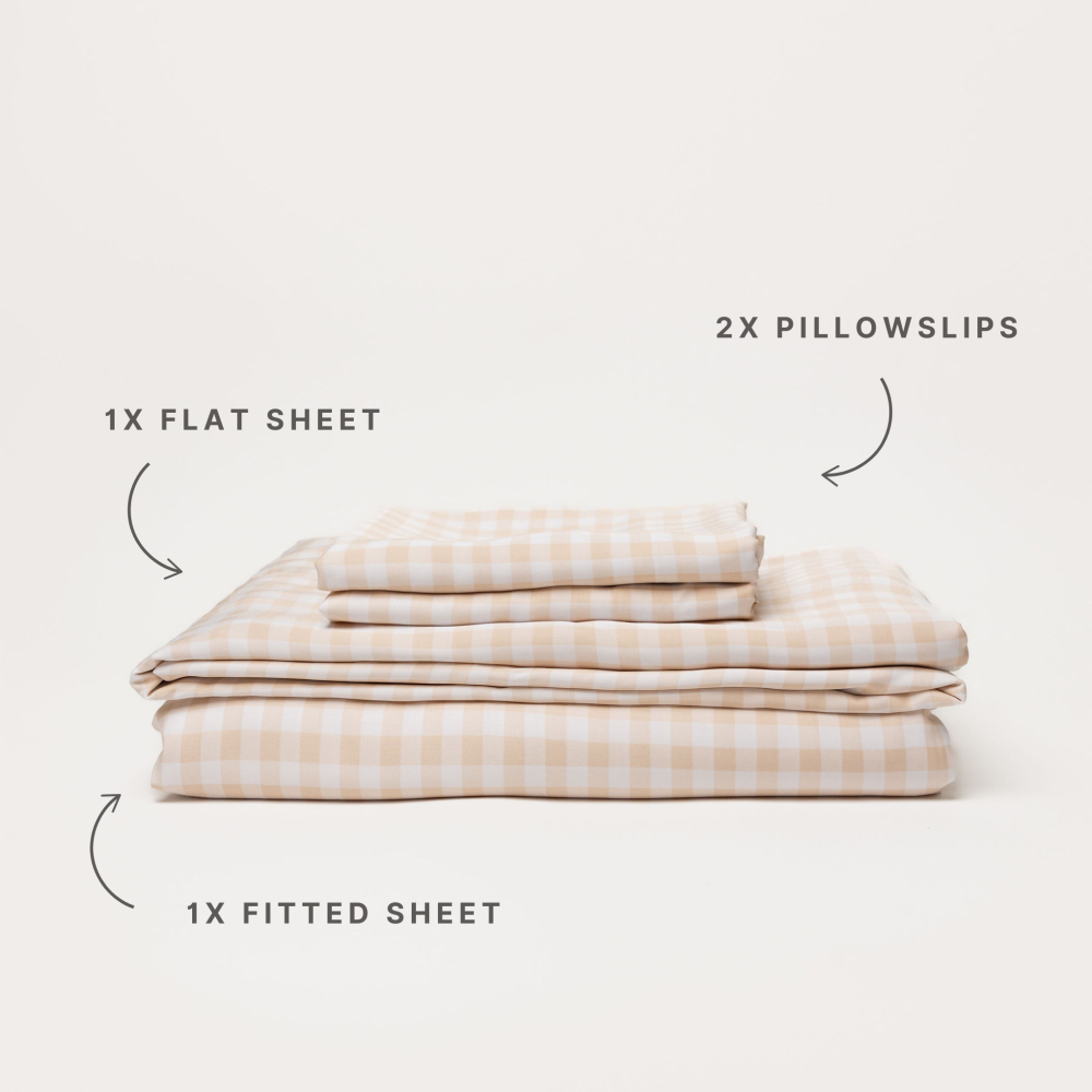 Bamboo Sheet Set - Oat Gingham