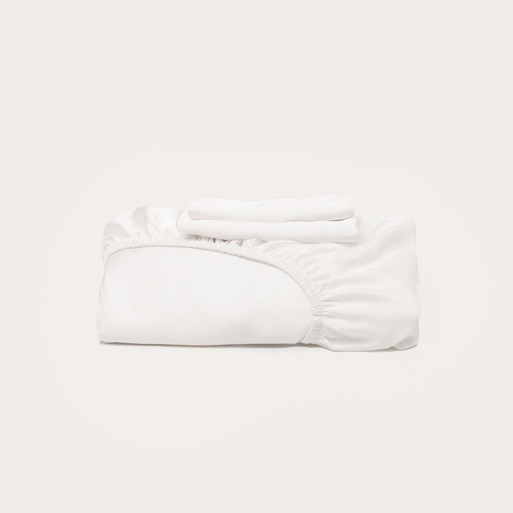 Bamboo Fitted Sheet & Pillowslips - White